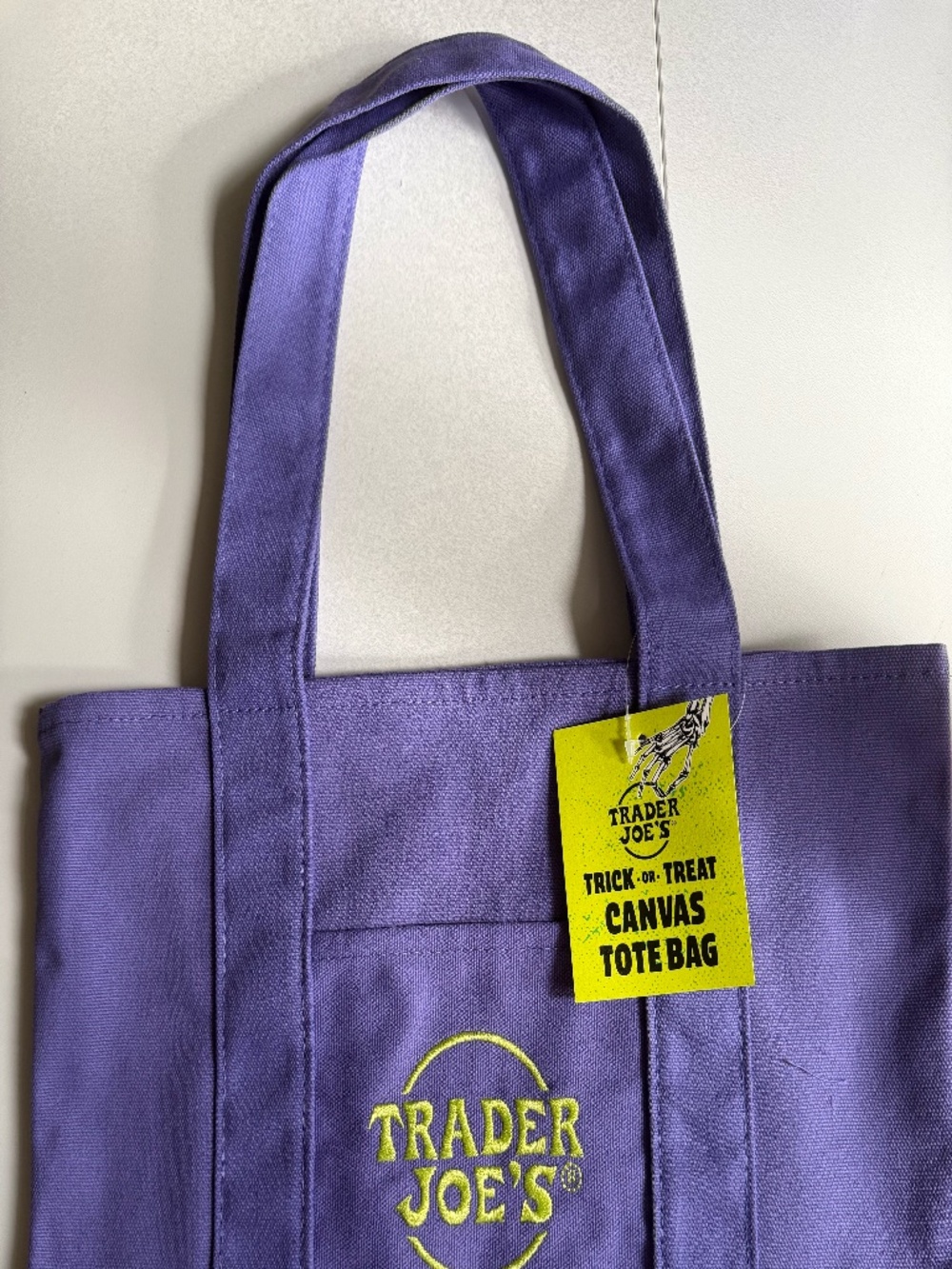Trader Joe's Halloween Mini Canvas Tote Bag Trick-or-Treat NWT All Purple
